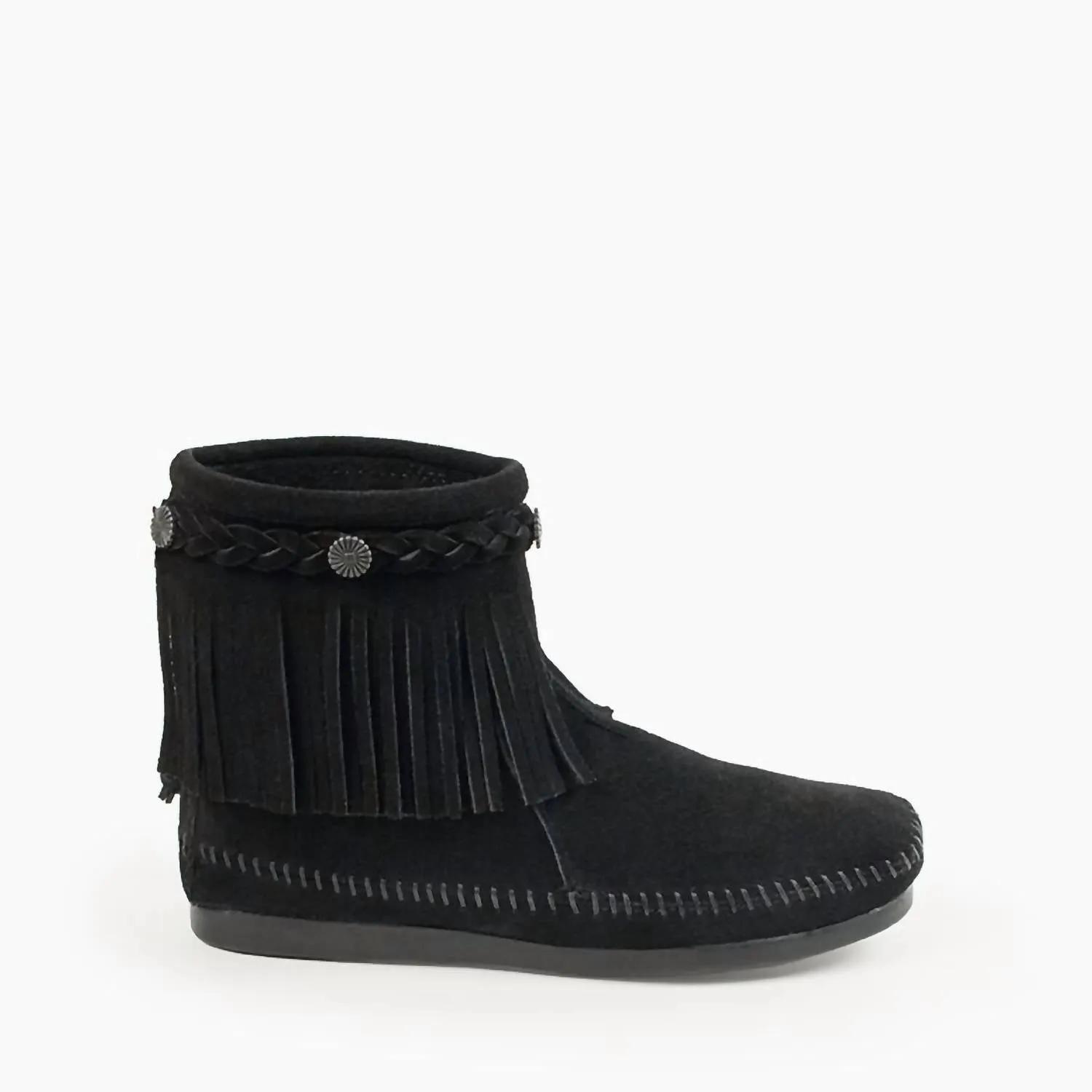 Women's High Top Back Zip Moccasin Boot In Black
