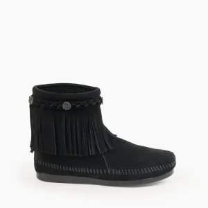 Women's High Top Back Zip Moccasin Boot In Black