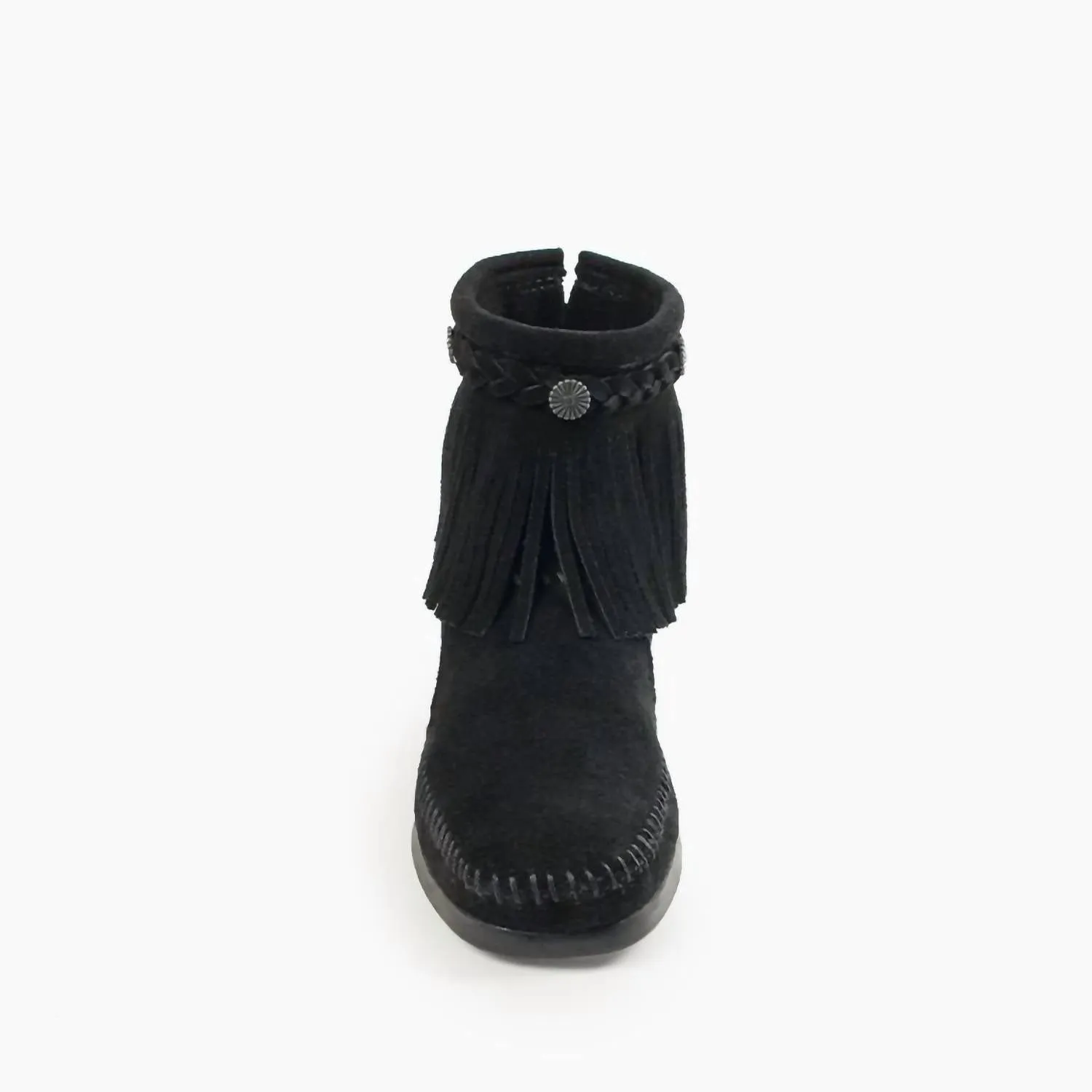 Women's High Top Back Zip Moccasin Boot In Black