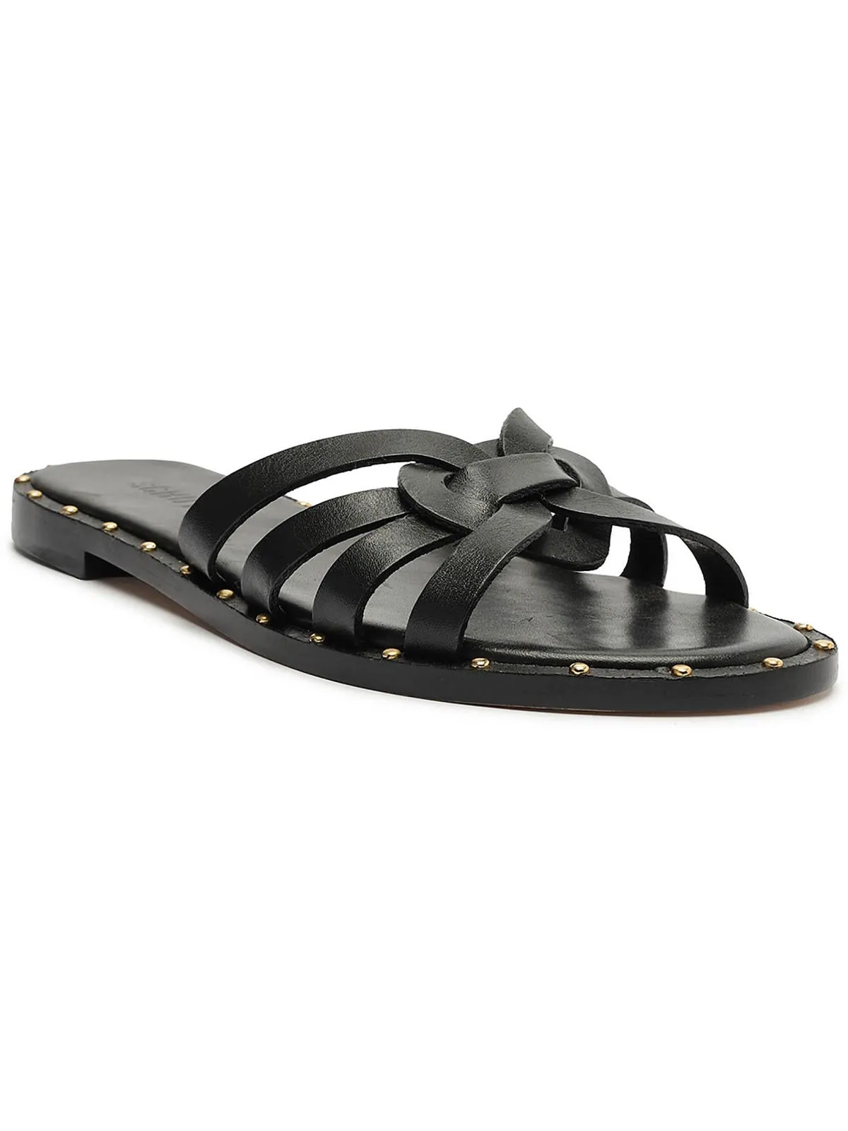 Womens Leather Slip On Slide Sandals