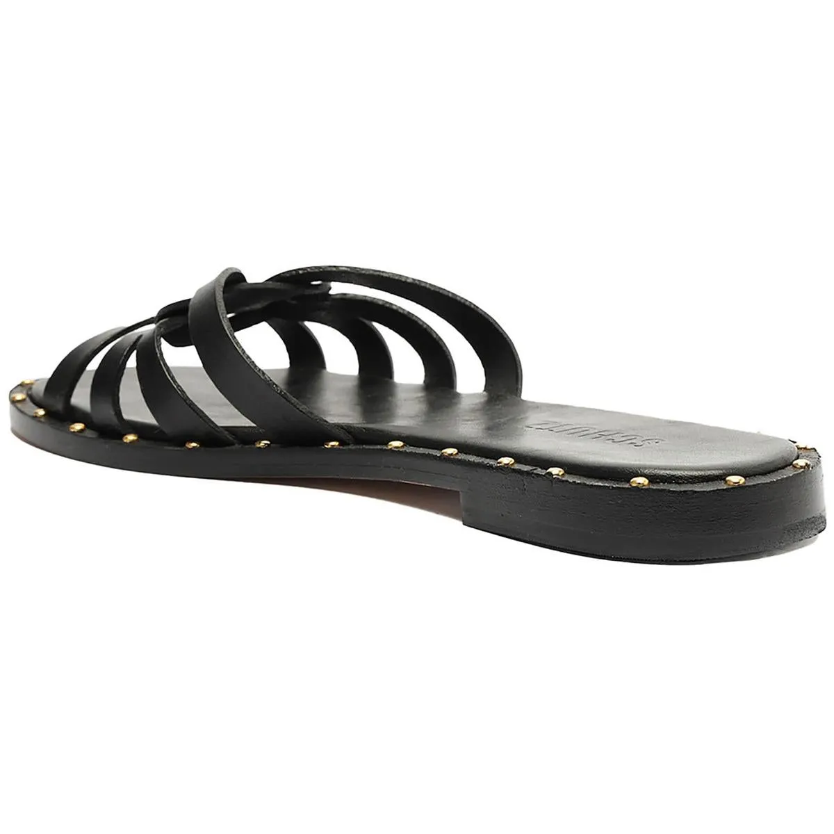 Womens Leather Slip On Slide Sandals