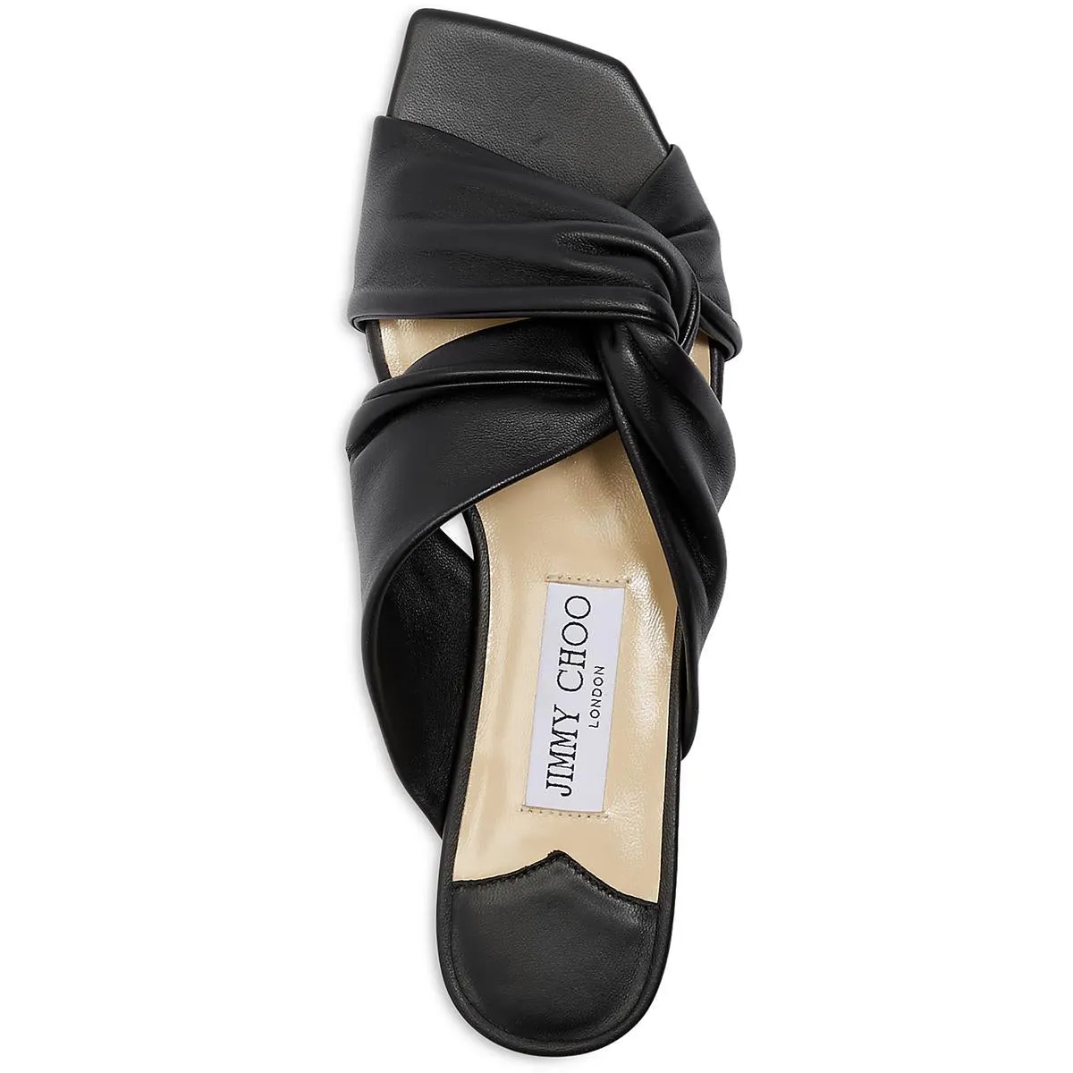Womens Leather Square Toe Slide Sandals
