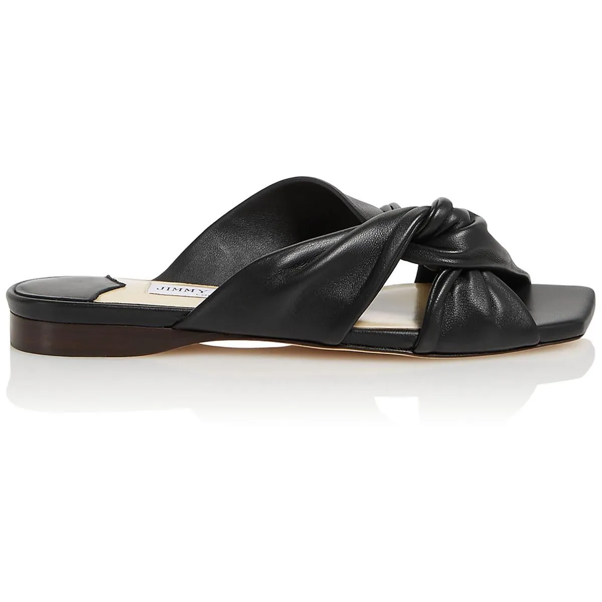 Womens Leather Square Toe Slide Sandals