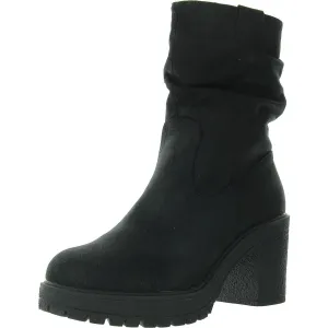 Womens Lugged Sole Faux Suede Mid-Calf Boots