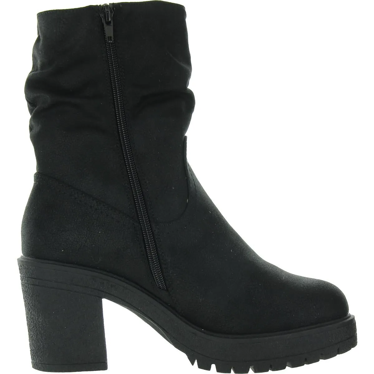 Womens Lugged Sole Faux Suede Mid-Calf Boots