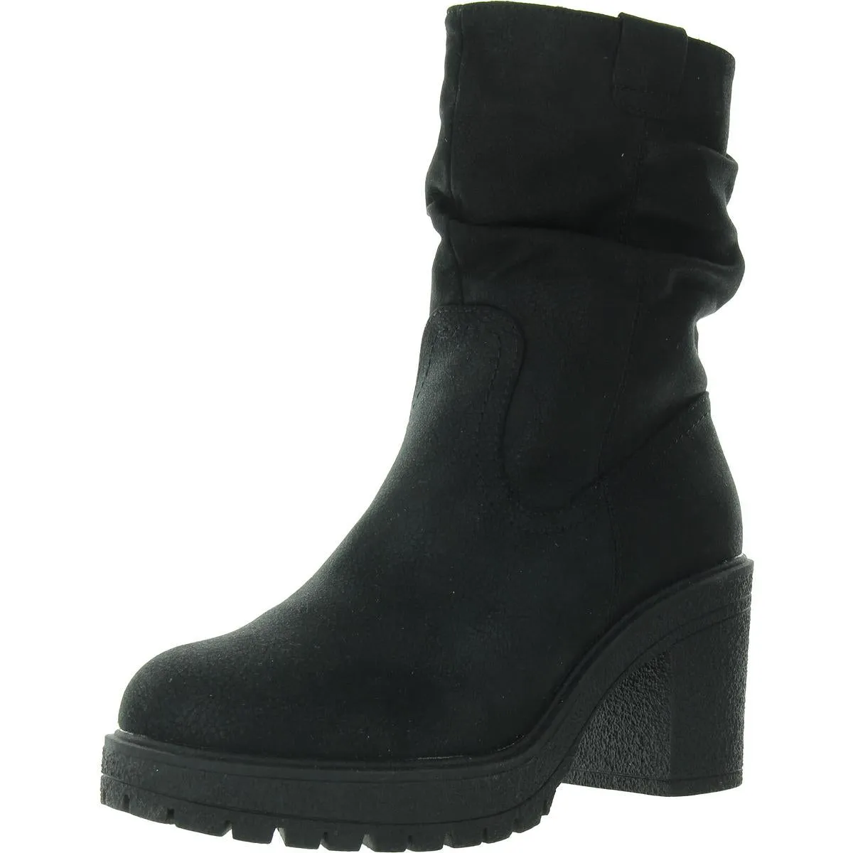 Womens Lugged Sole Faux Suede Mid-Calf Boots