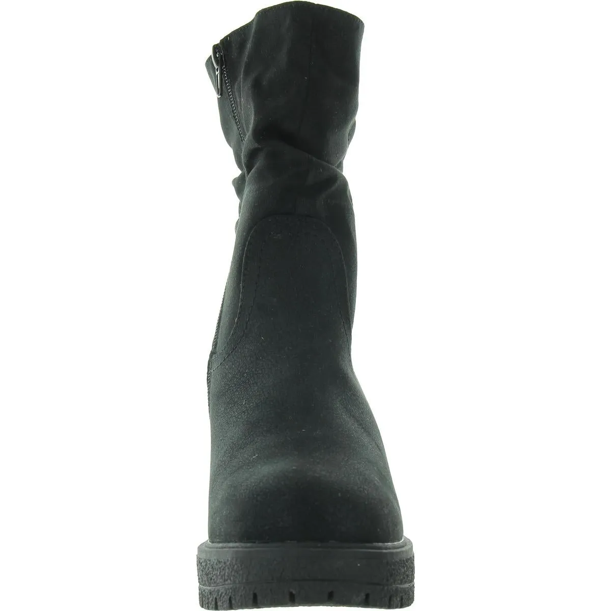 Womens Lugged Sole Faux Suede Mid-Calf Boots
