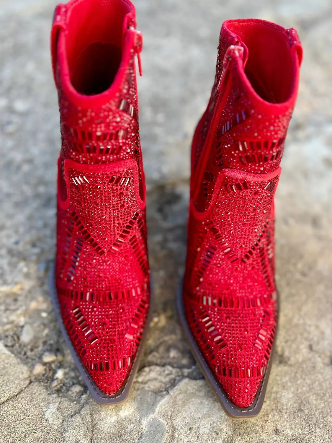 Women's Maze Of Life Rhinestone Boots In Red
