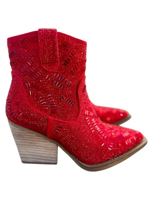 Women's Maze Of Life Rhinestone Boots In Red