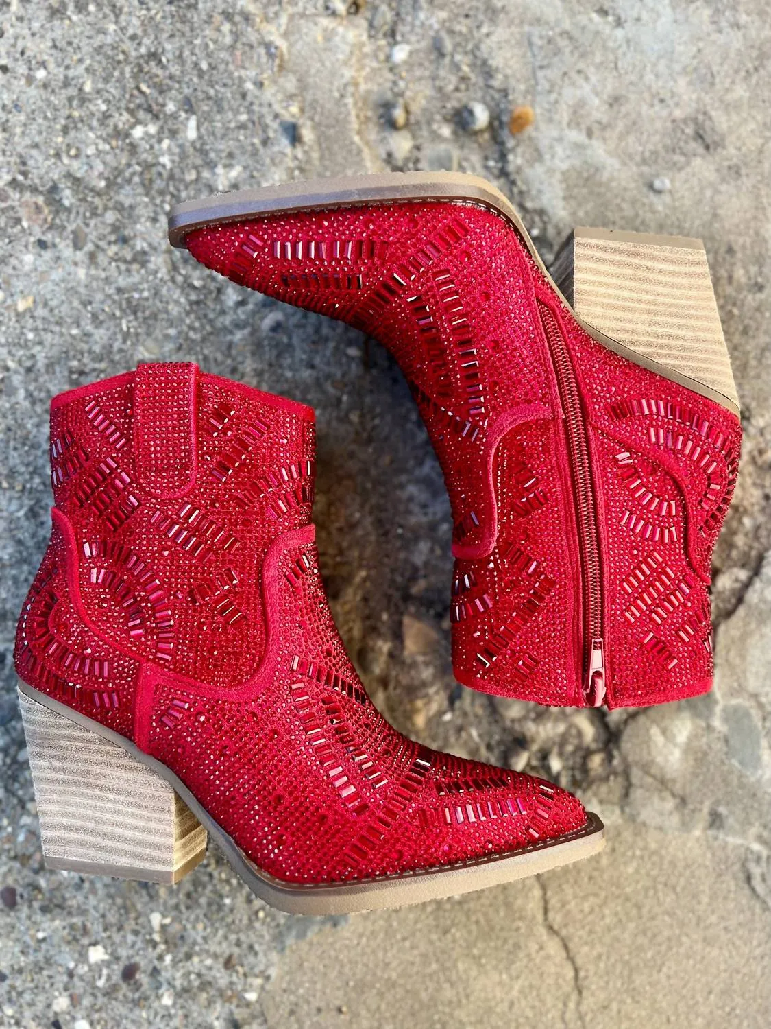 Women's Maze Of Life Rhinestone Boots In Red