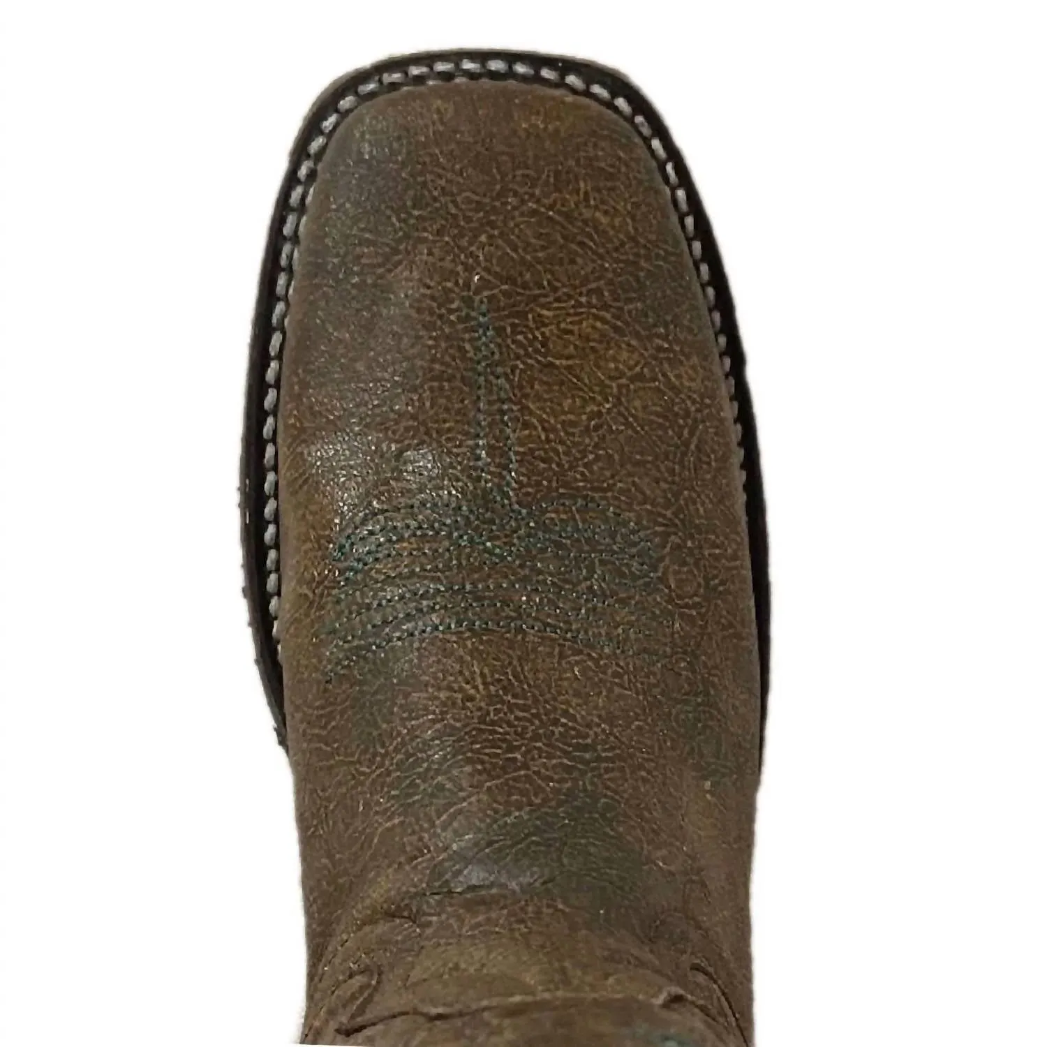 Women's Peanut Embroidery Wide Square Toe Western Boots In Brown