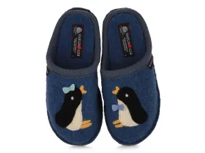 Women's Pingu Boiled Wool Slipper In Blue