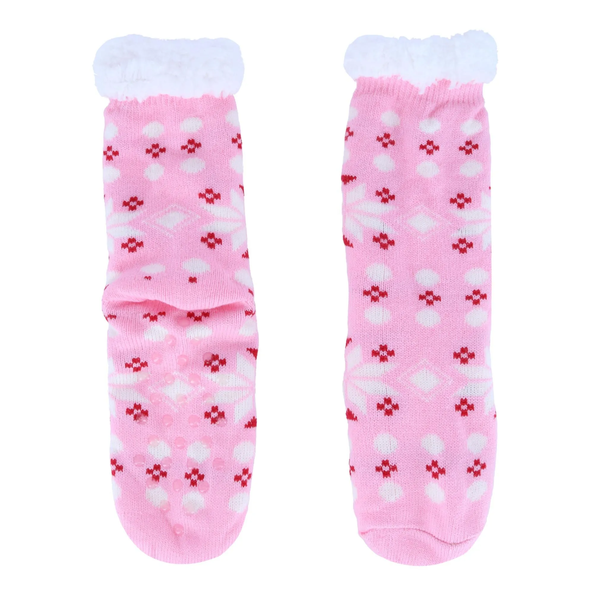 Women's Plush Sherpa Winter Fleece Lining Snowflake Slipper Socks