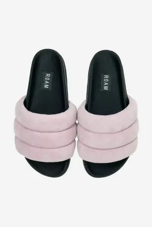 Women's Puffy Slides In Lilac Suede