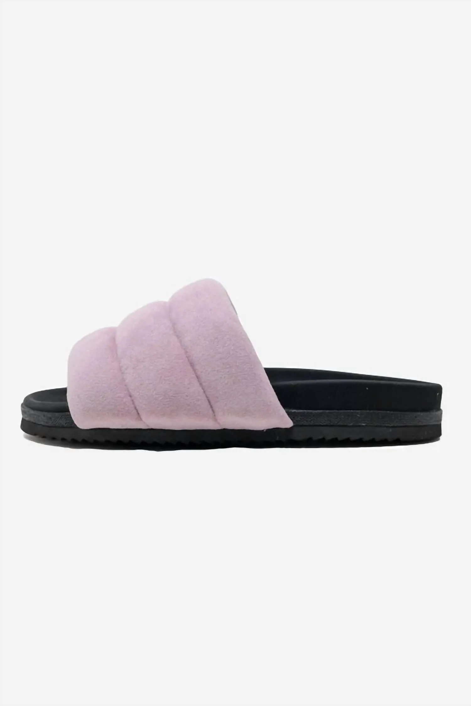 Women's Puffy Slides In Lilac Suede