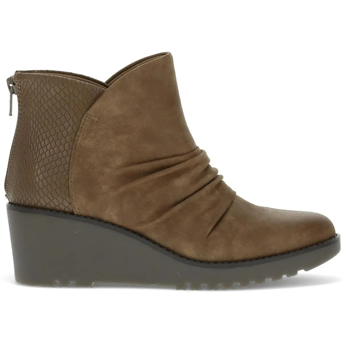 Womens Ruched Faux Suede Booties