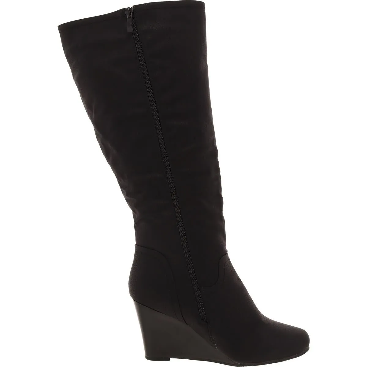 Womens Solid Faux Leather Wedge Boots