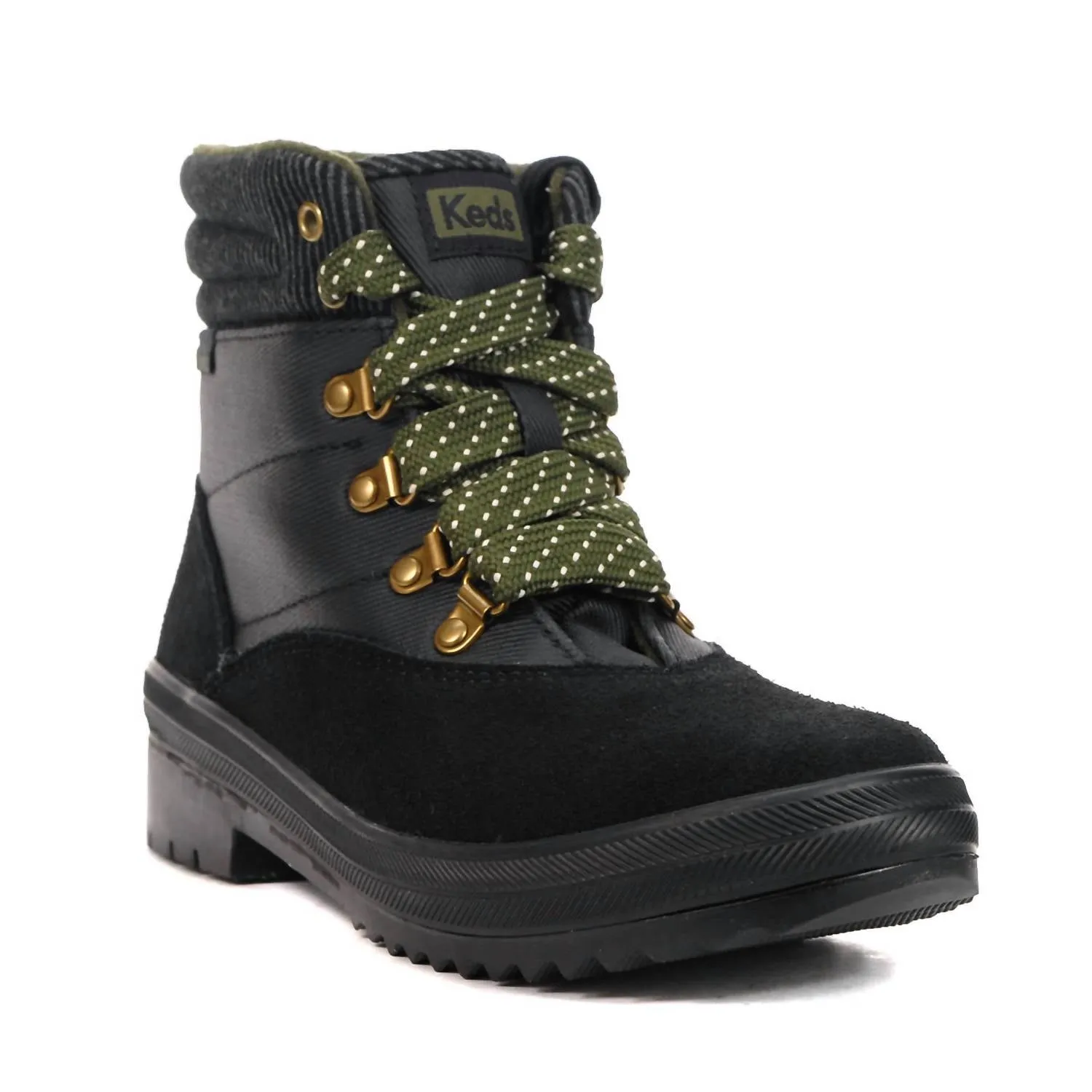 Women's Splash Twill Camp Boots In Suede Mix Black