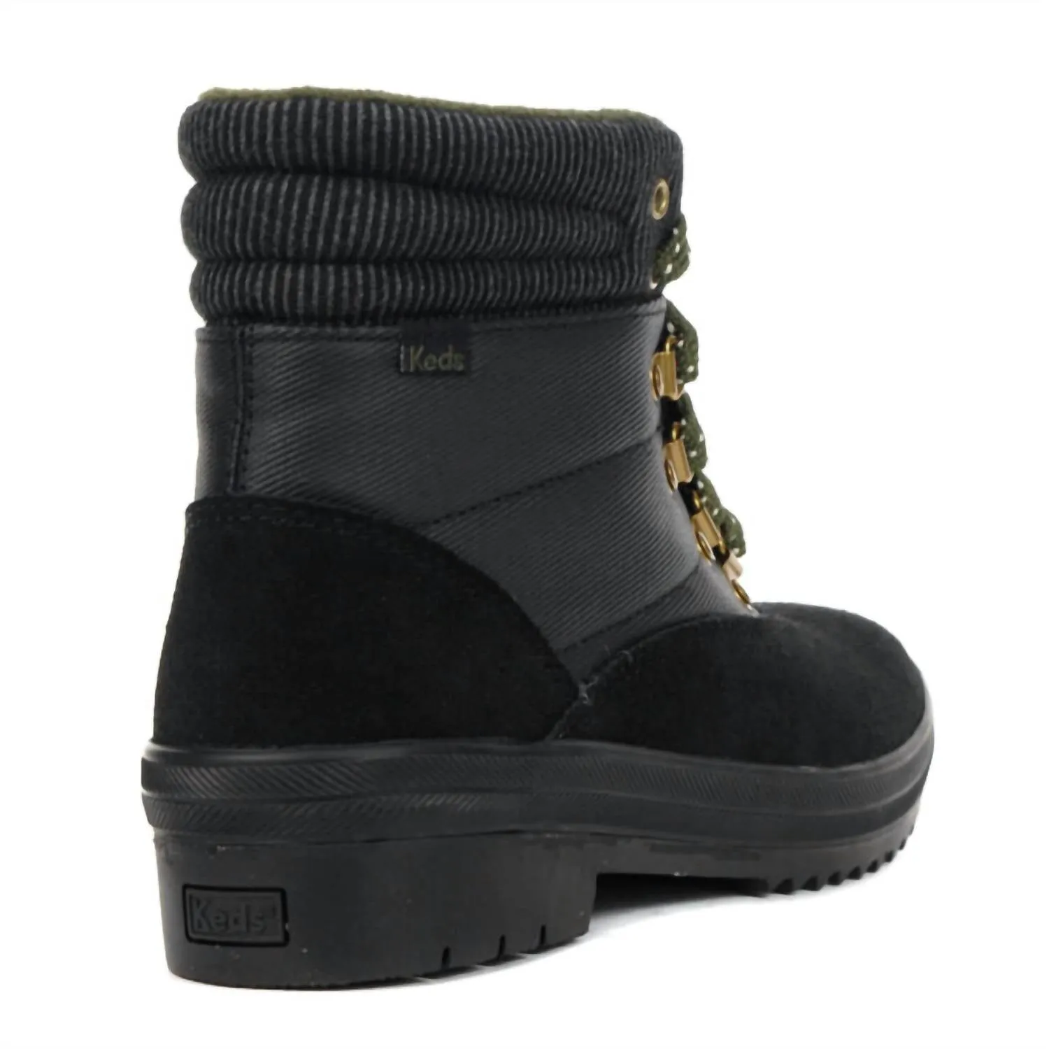 Women's Splash Twill Camp Boots In Suede Mix Black