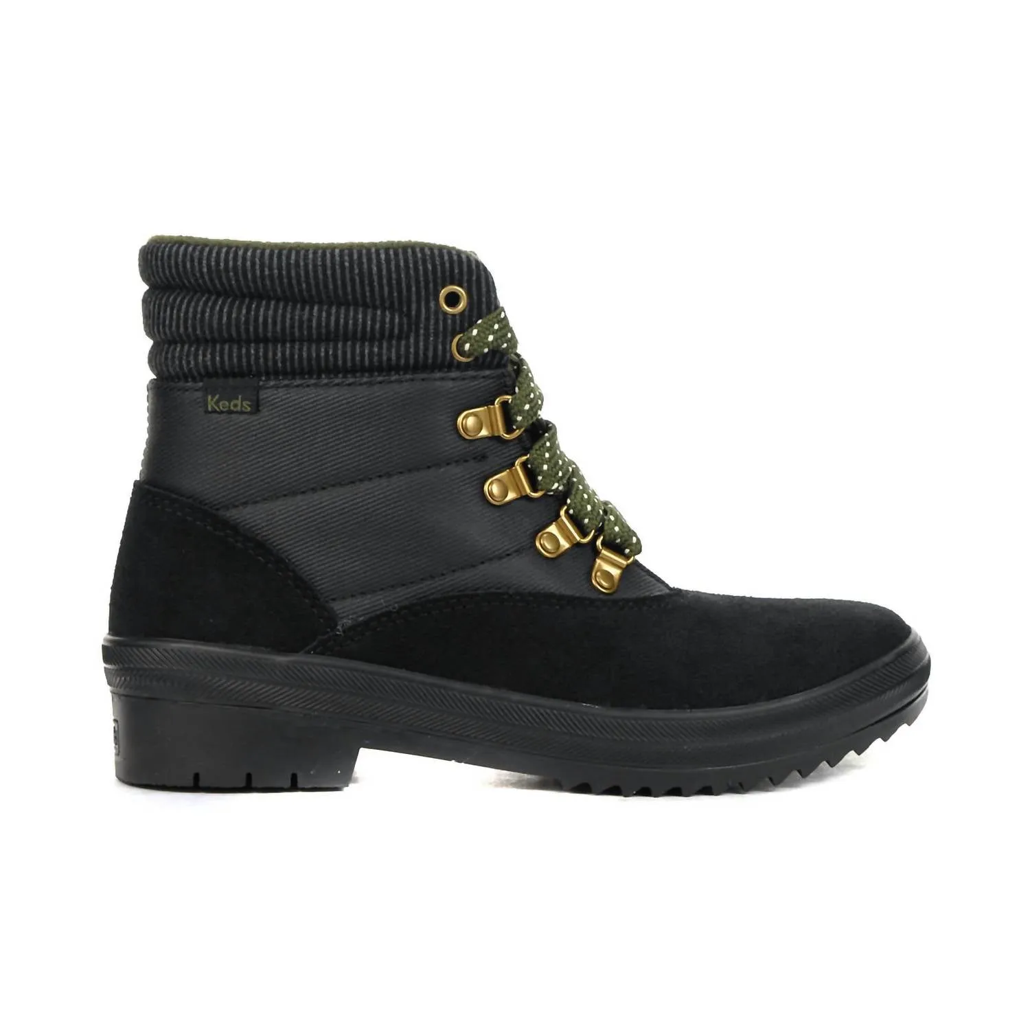 Women's Splash Twill Camp Boots In Suede Mix Black