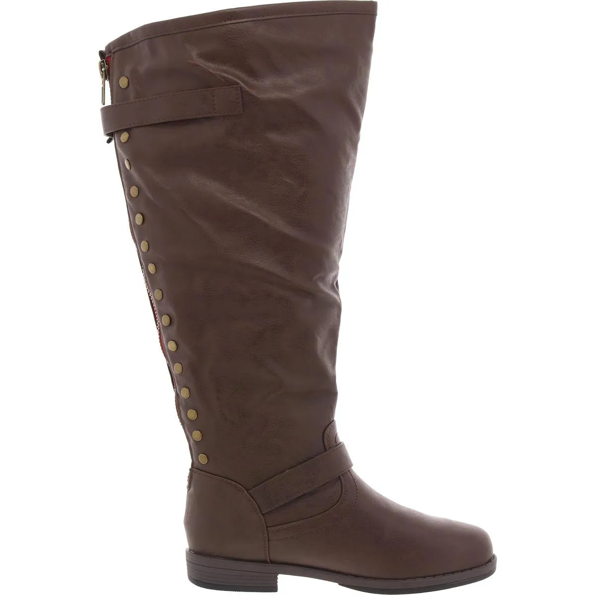Womens Studded Faux Leather Knee-High Boots