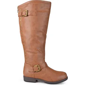 Womens Studded Faux Leather Knee-High Boots