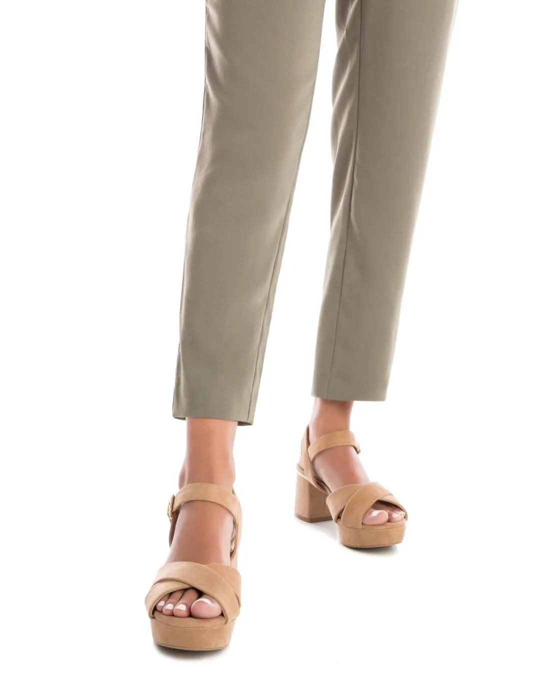 Women's Suede Heeled Platform Sandals By XTI