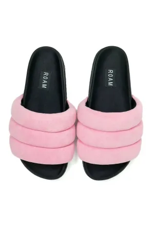 Women's Super Puff Slides In Pink Suede