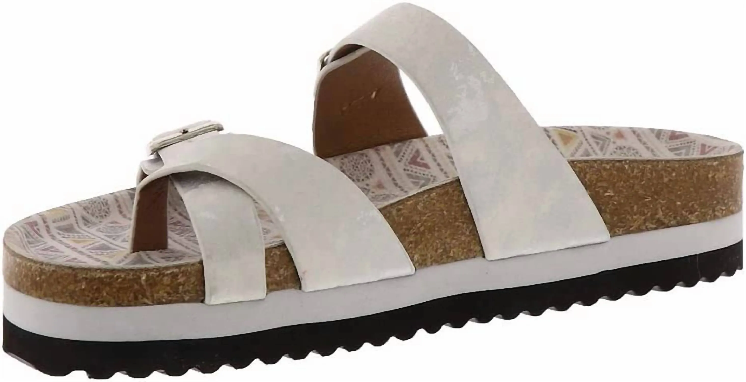 Women's Tan Line Sandals In White Metallic