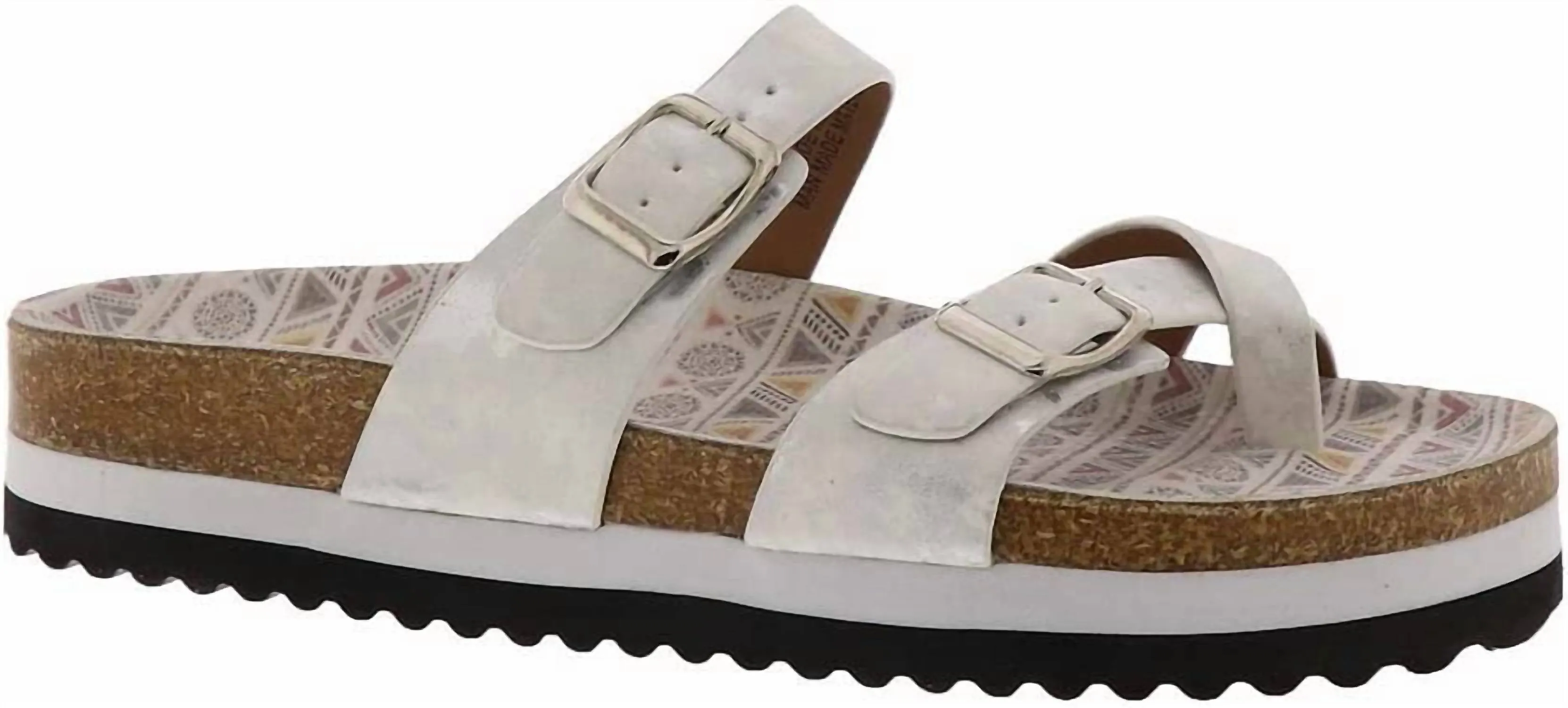 Women's Tan Line Sandals In White Metallic