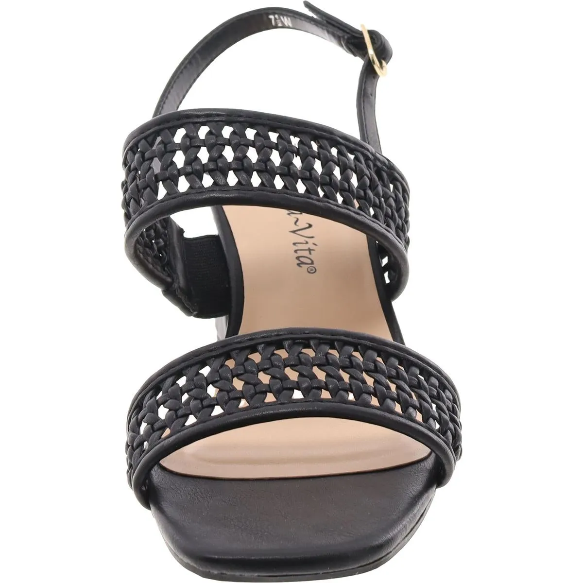 Xannon Womens Faux Leather Woven Ankle Strap